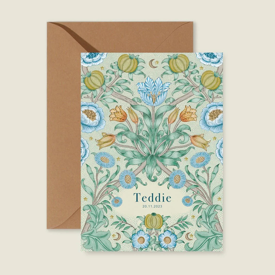 Geboortekaartje Blooming Flowers Blue - Story of July