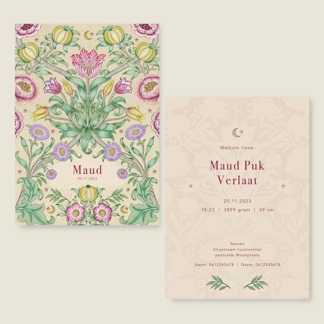 Geboortekaartje Blooming Flowers Pink - Story of July