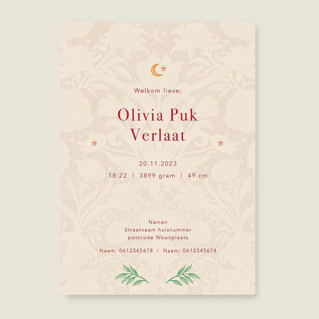 Geboortekaartje Blooming Flowers Red - Story of July