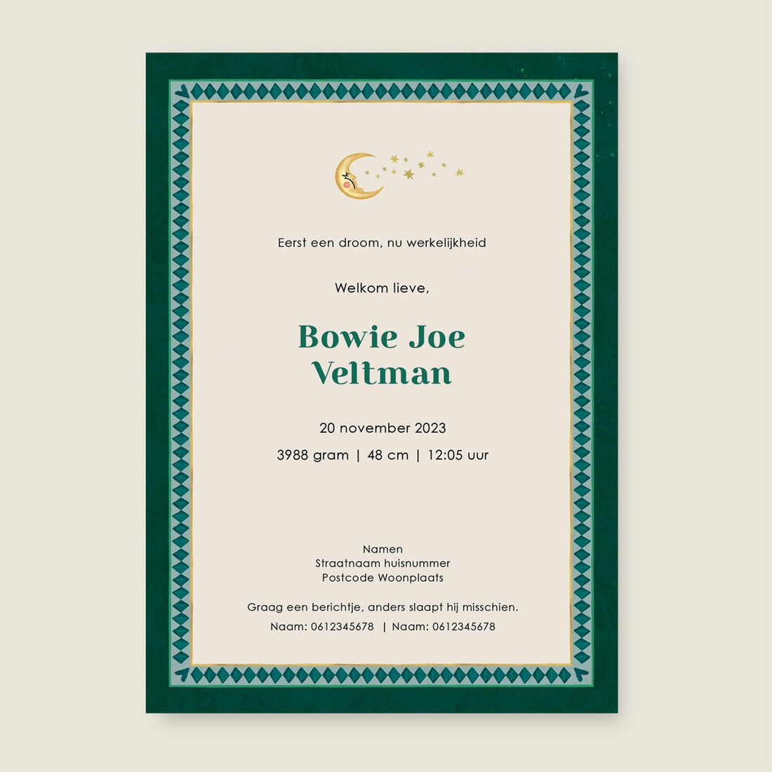 Geboortekaartje Bosdieren - Story of July