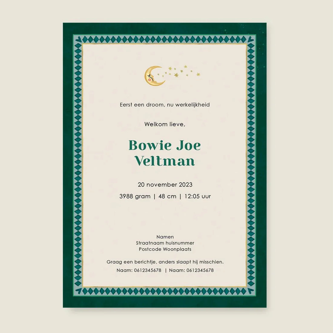 Geboortekaartje Bosdieren - Story of July