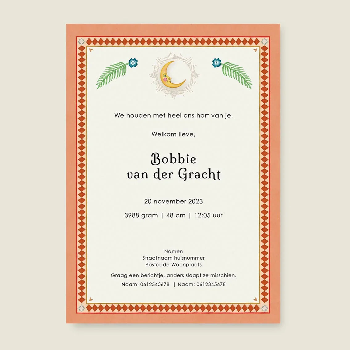 Geboortekaartje Crane Bird And The Elephant Terra - Story of July