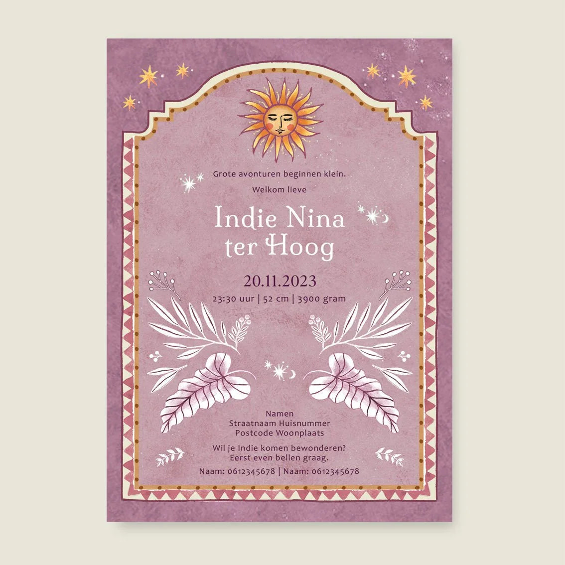 Geboortekaartje Love Dove Lila - Story of July