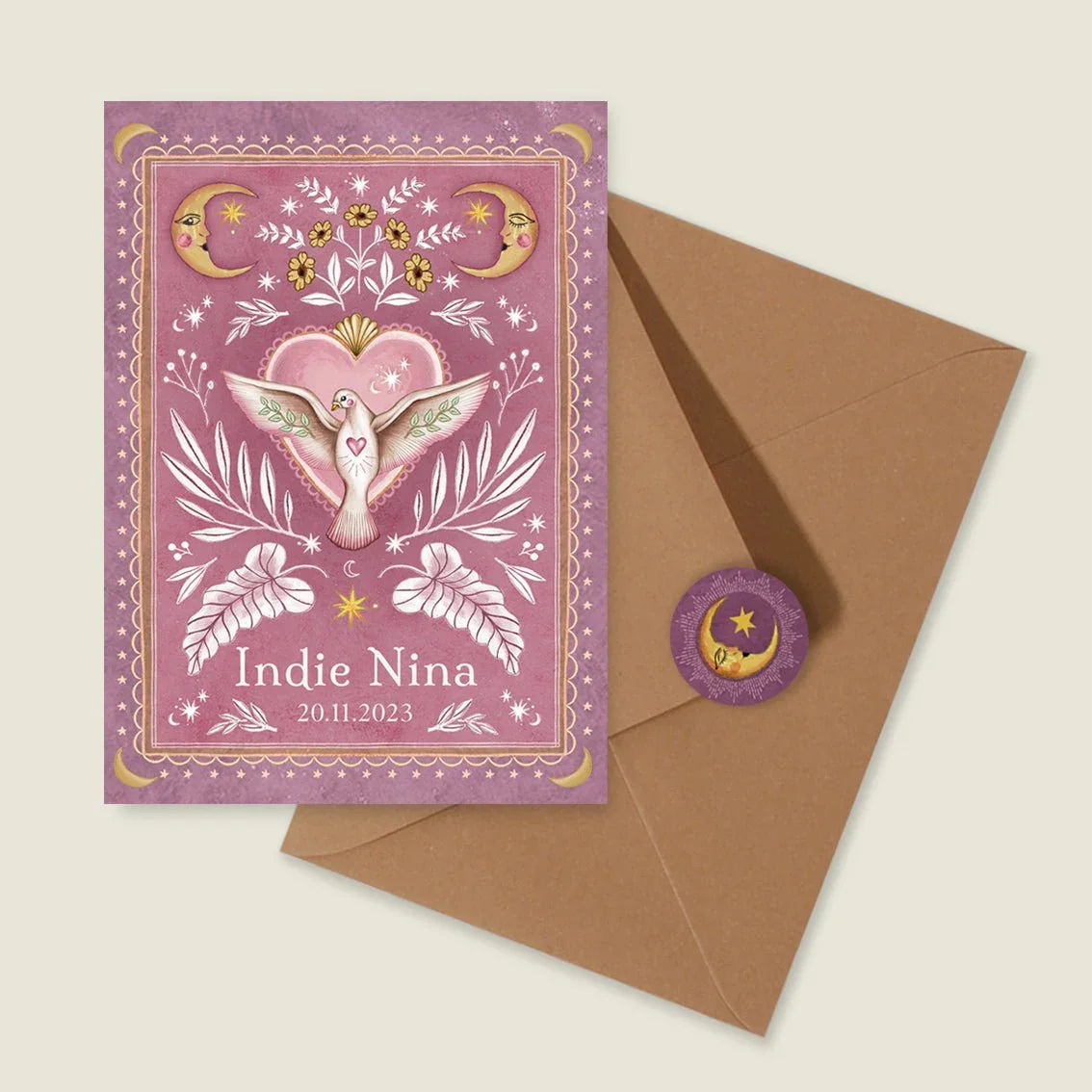 Geboortekaartje Love Dove Lila - Story of July