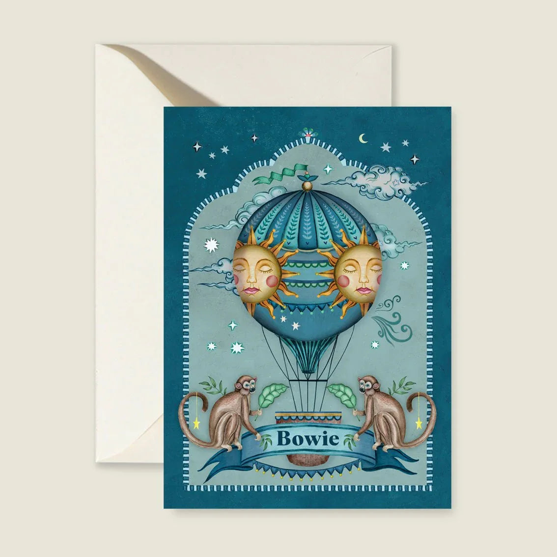 Geboortekaartje Monkey Balloon Blue - Story of July