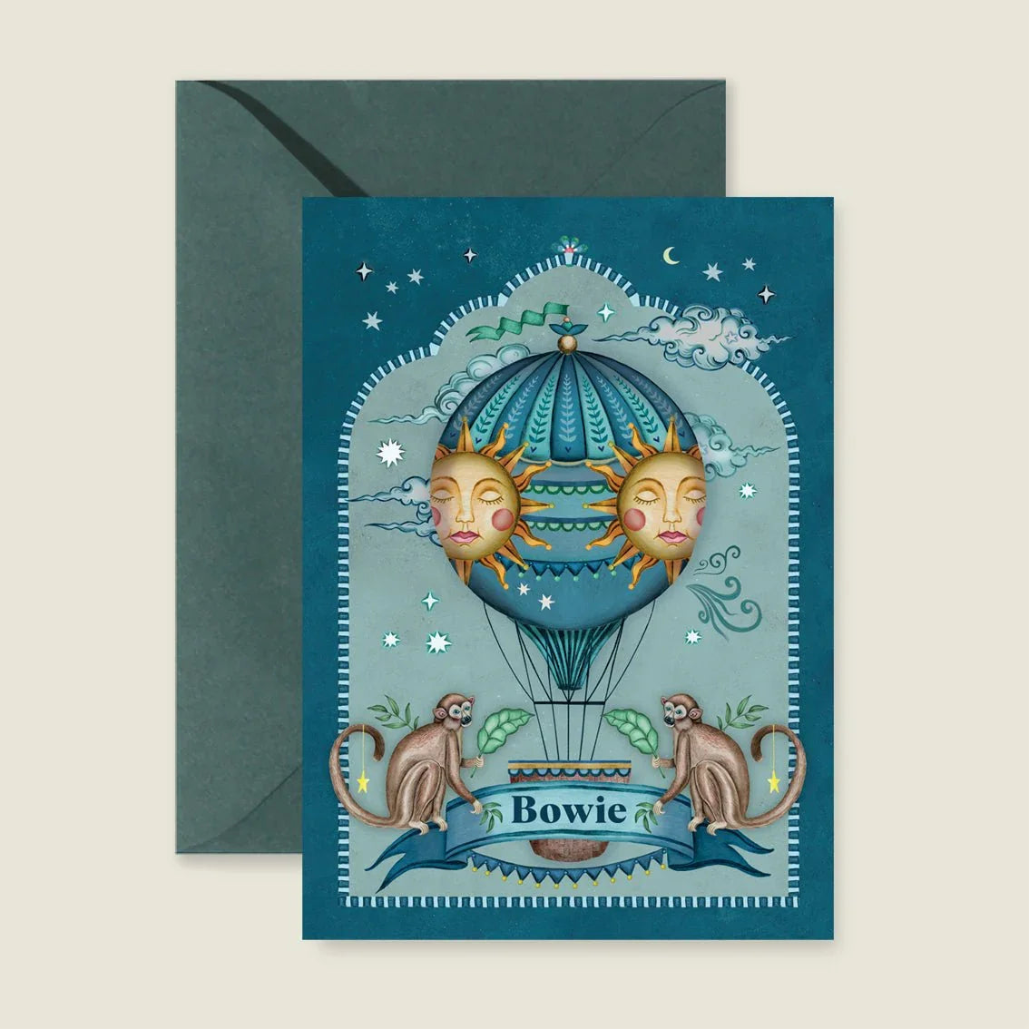 Geboortekaartje Monkey Balloon Blue - Story of July