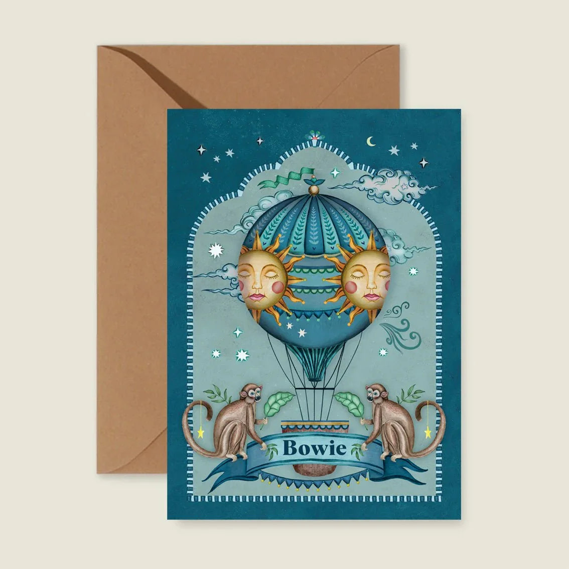 Geboortekaartje Monkey Balloon Blue - Story of July