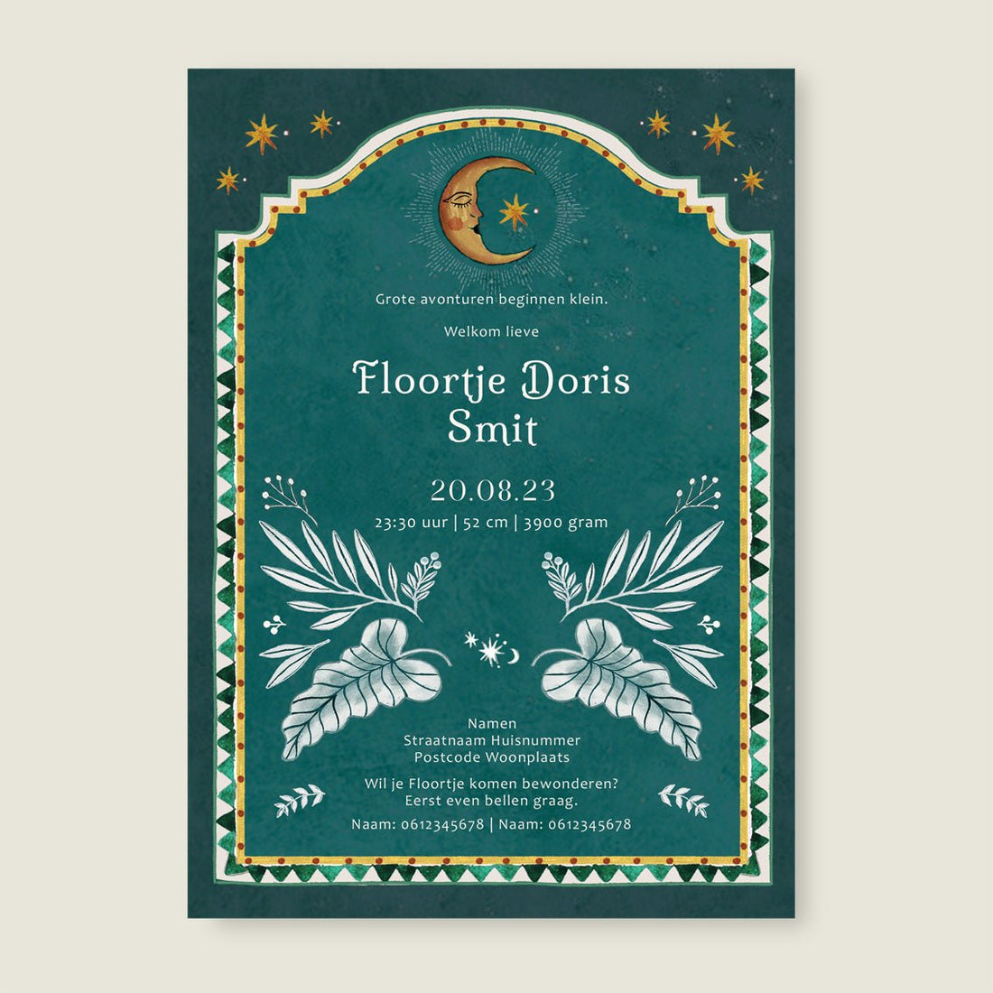 Geboortekaartje Moonchild Green - Story of July