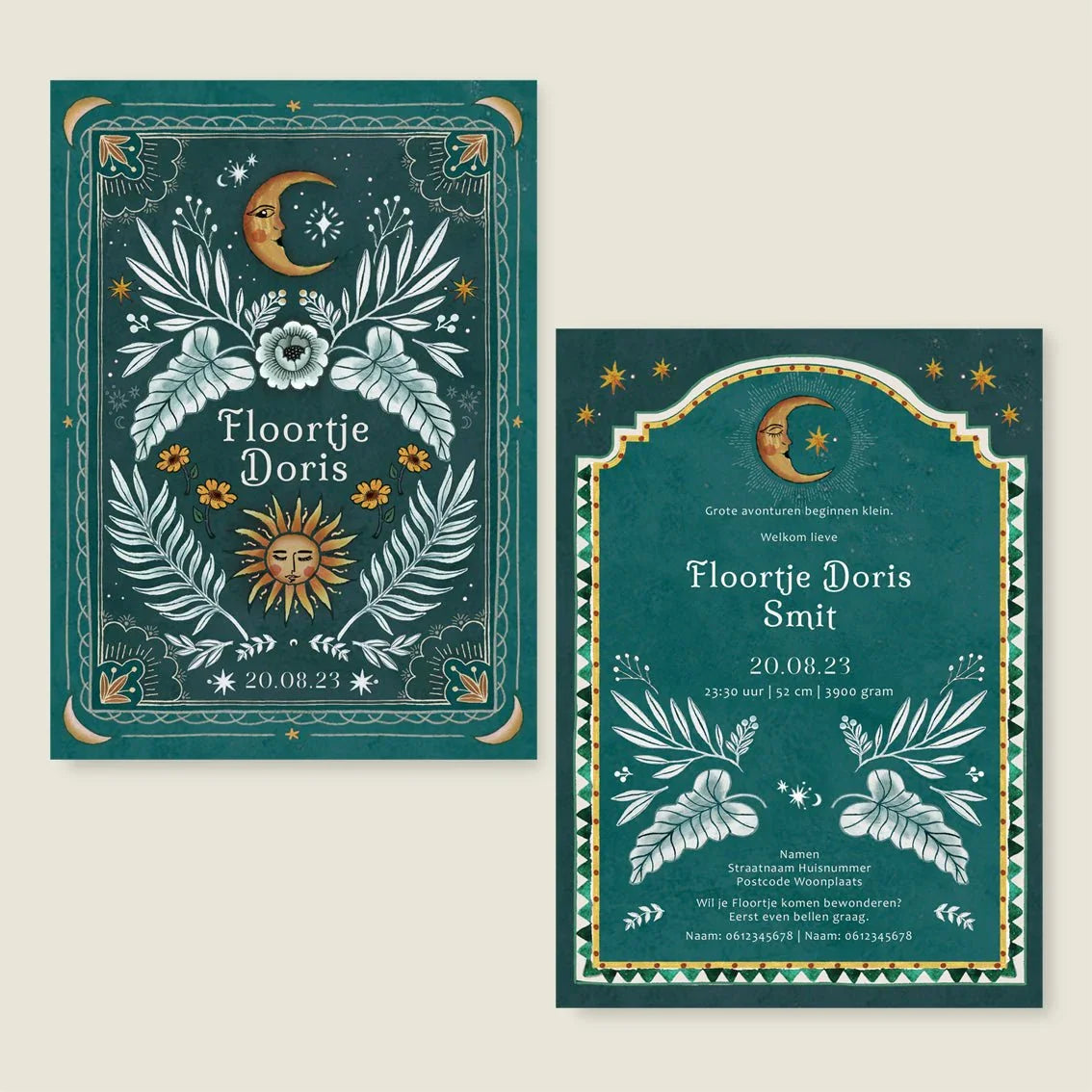 Geboortekaartje Moonchild Green - Story of July