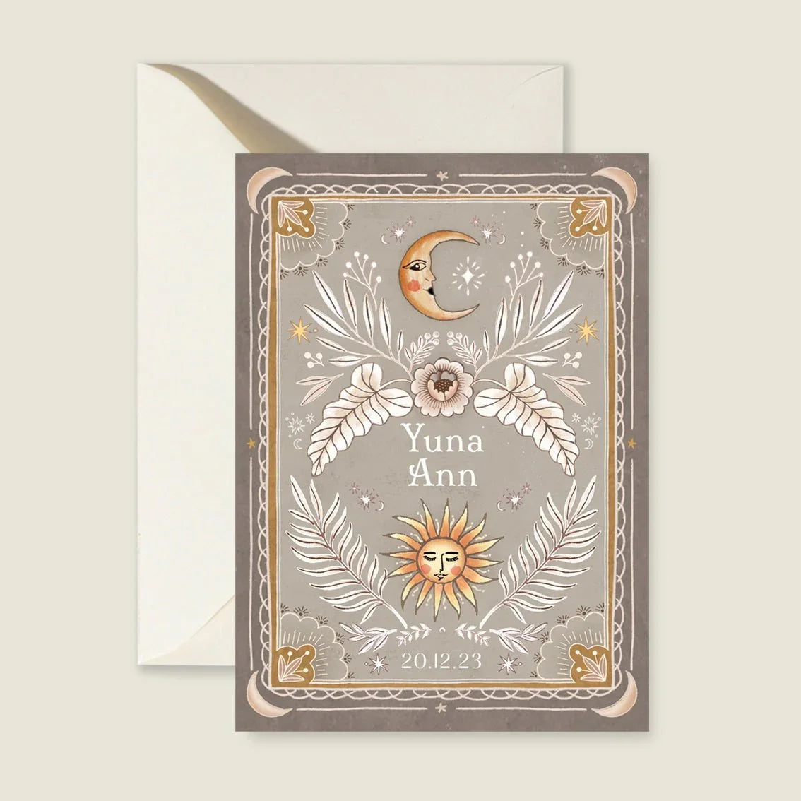 Geboortekaartje Moonchild Khaki - Story of July