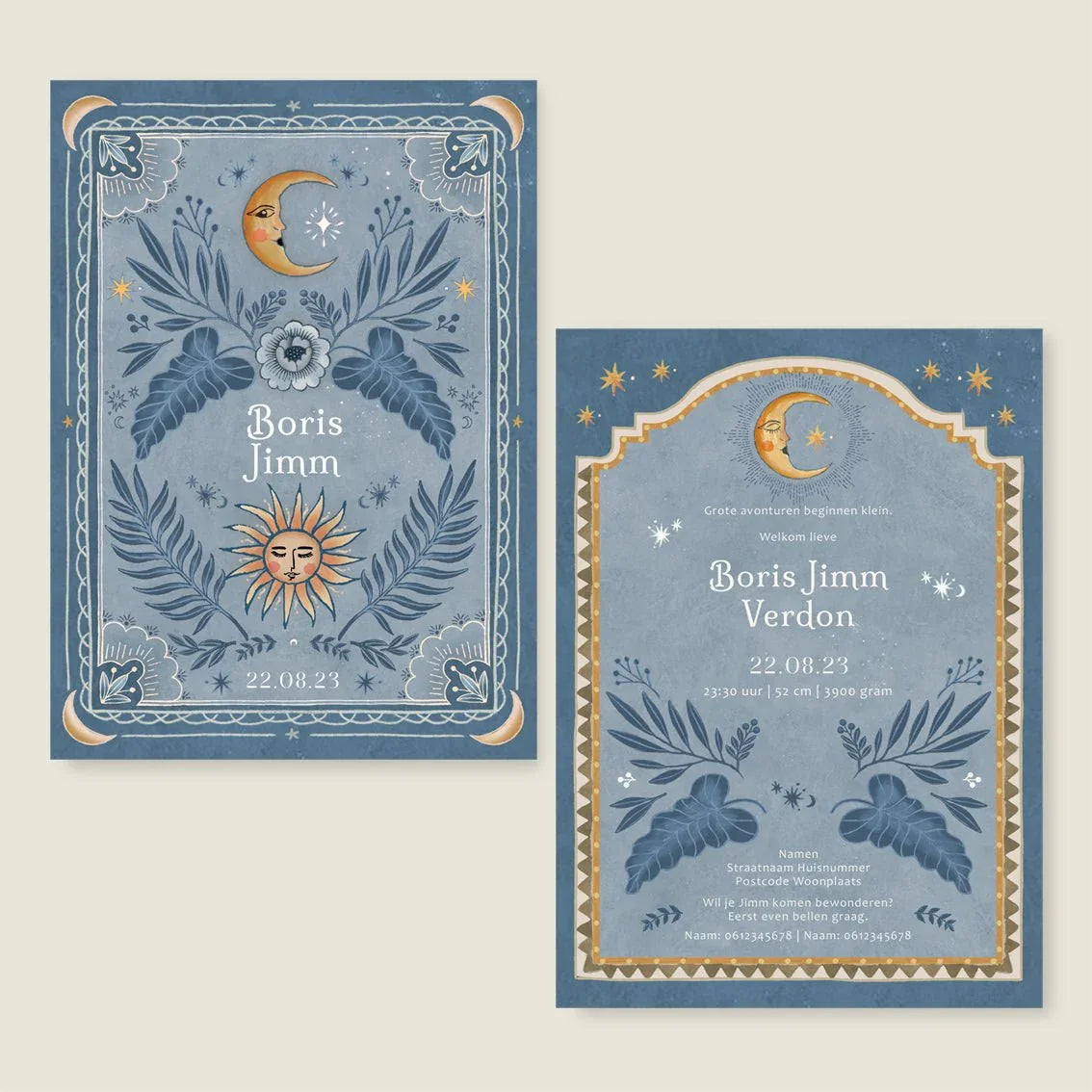 Geboortekaartje Moonchild Light Blue - Story of July