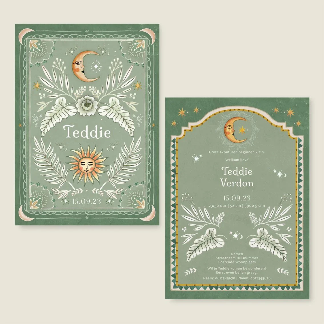 Geboortekaartje Moonchild Lightgreen - Story of July