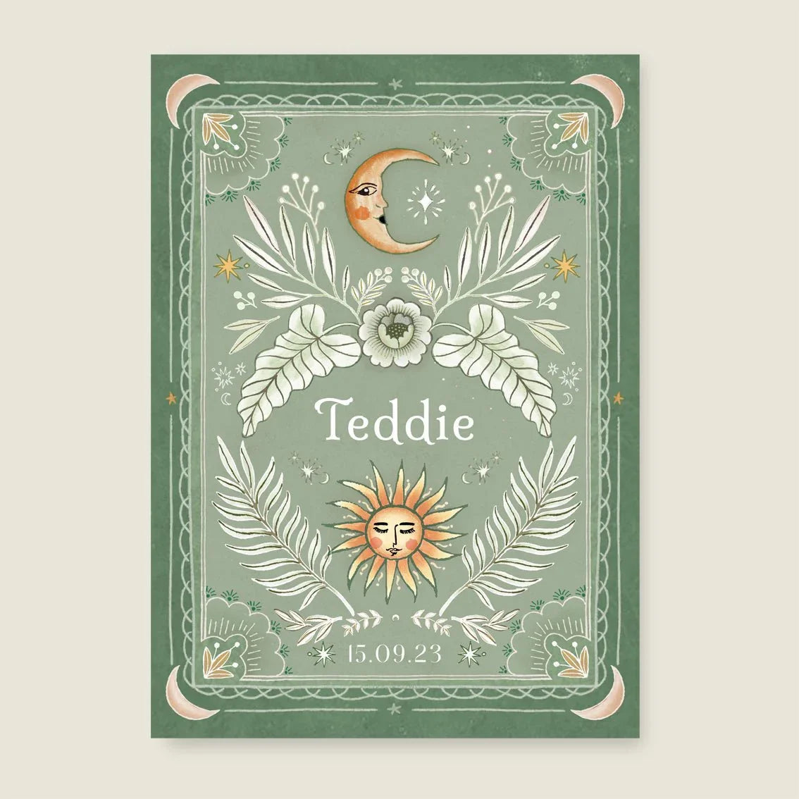 Geboortekaartje Moonchild Lightgreen - Story of July