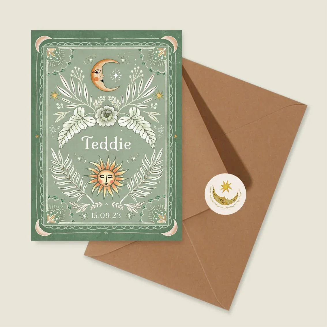 Geboortekaartje Moonchild Lightgreen - Story of July