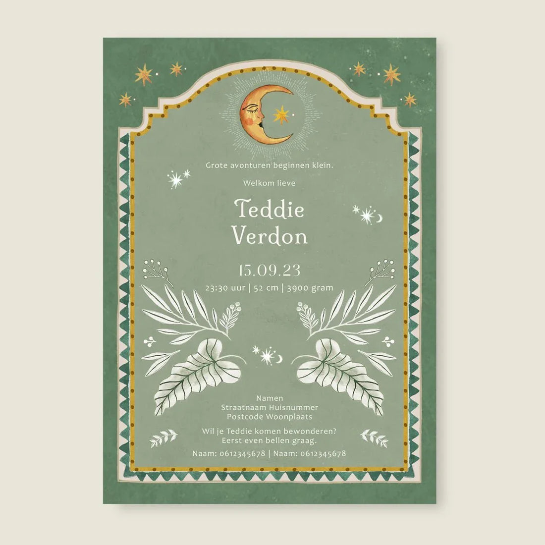 Geboortekaartje Moonchild Lightgreen - Story of July