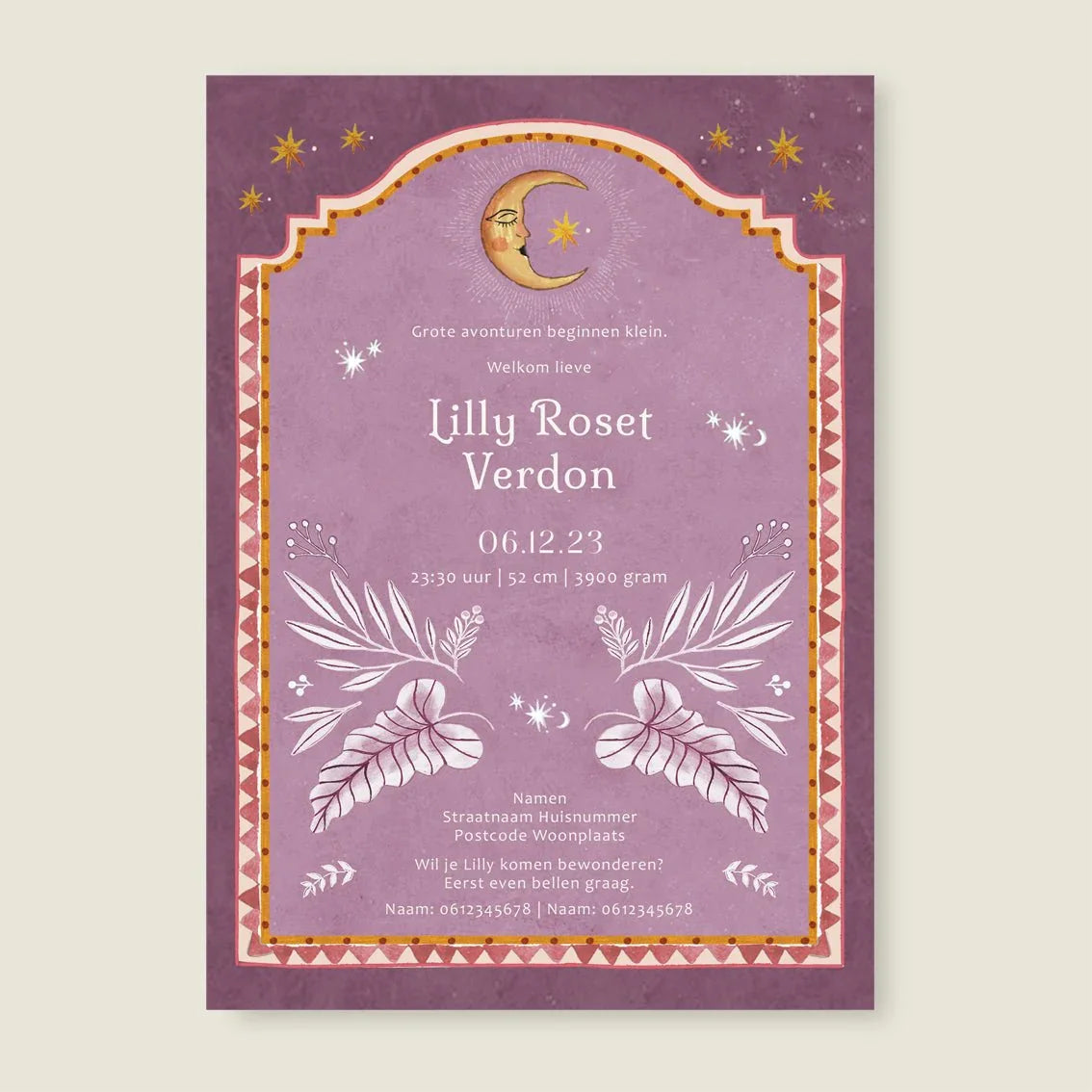Geboortekaartje Moonchild Lila - Story of July