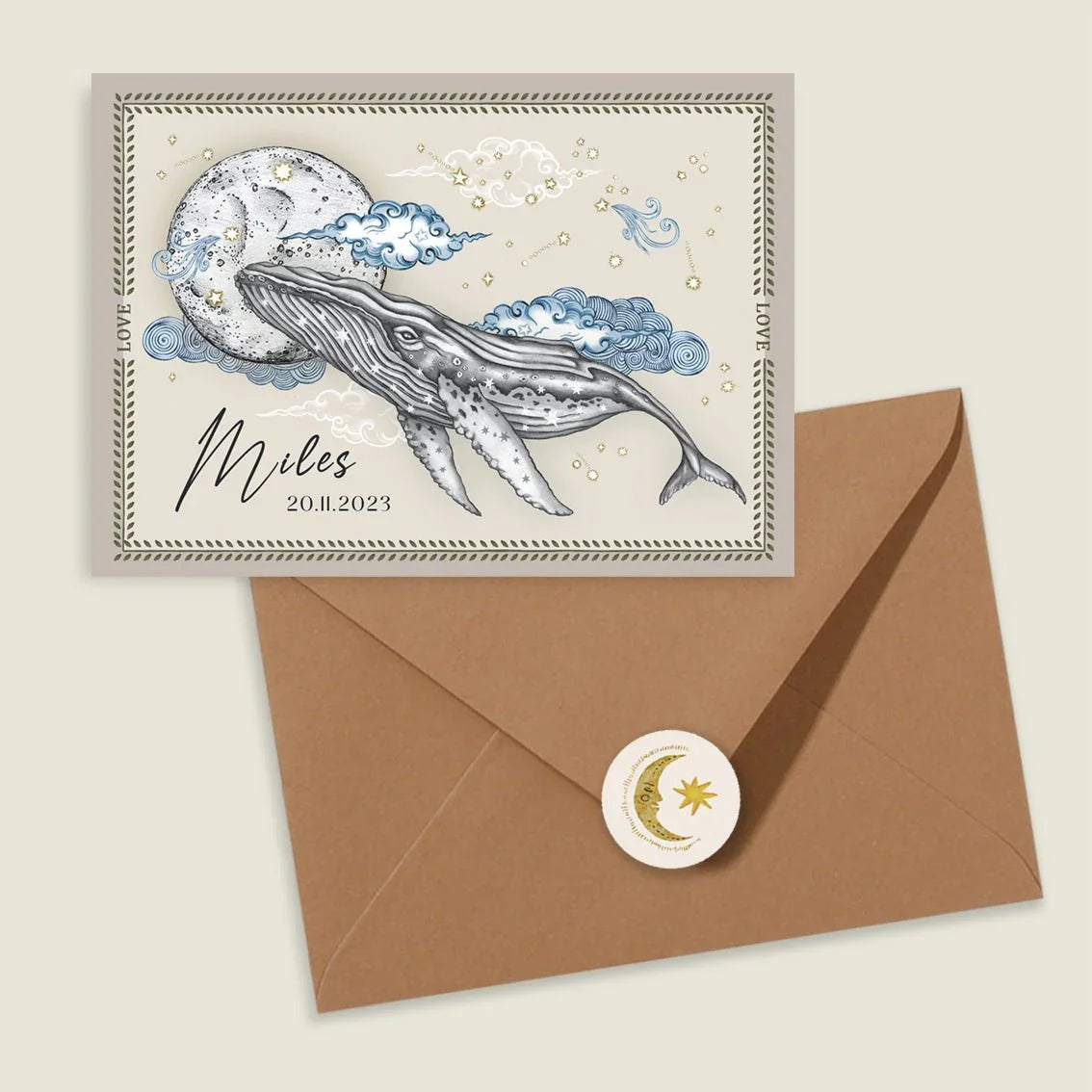Geboortekaartje Moonlighting Whale - Story of July