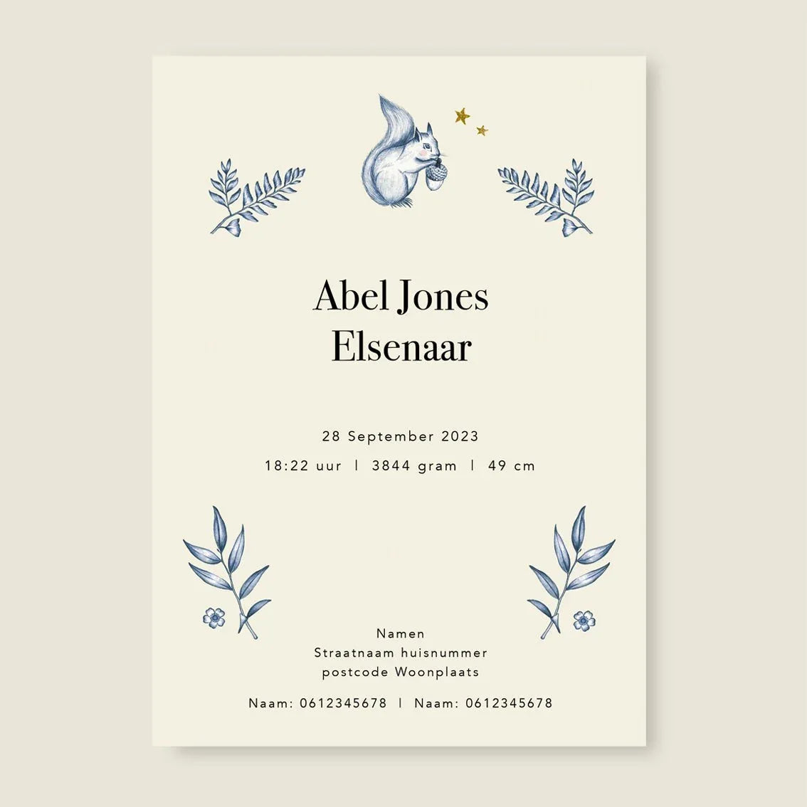 Geboortekaartje Oh Deer Blue - Story of July