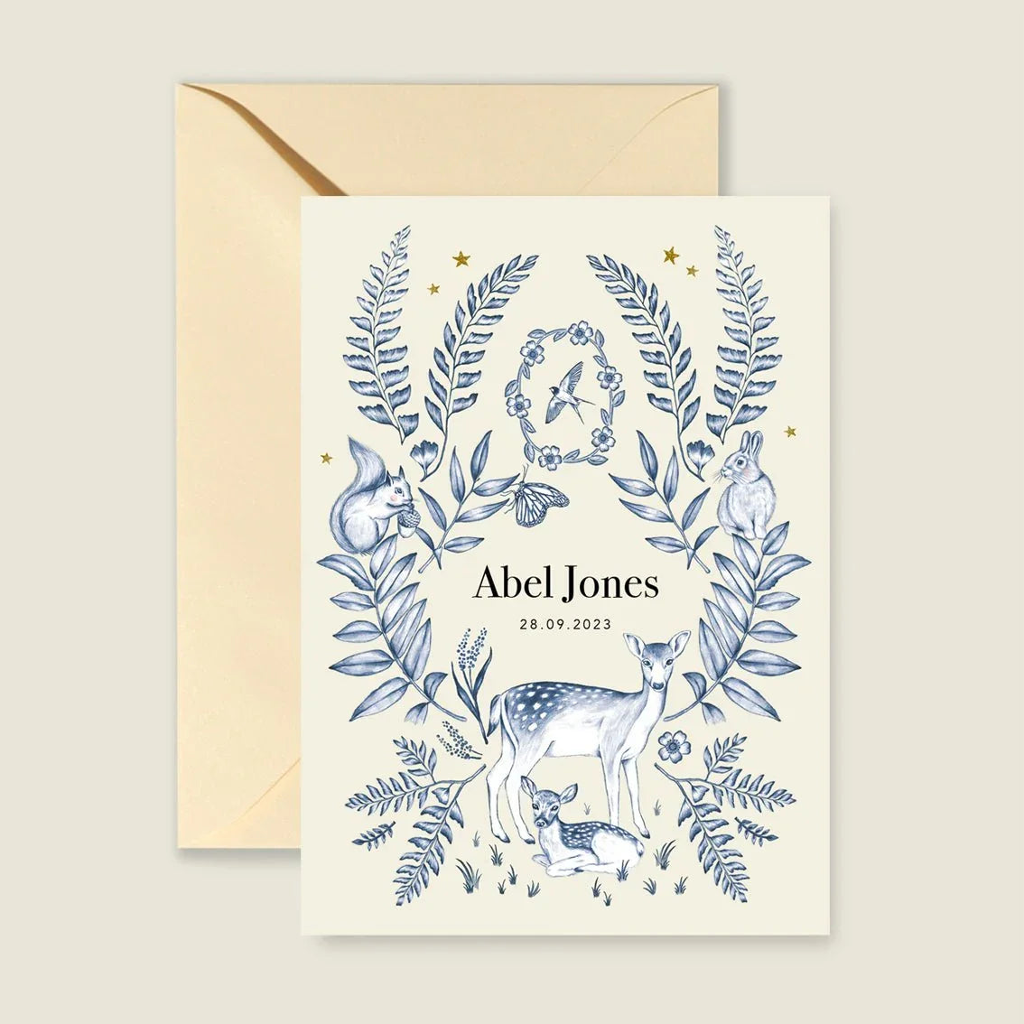 Geboortekaartje Oh Deer Blue - Story of July