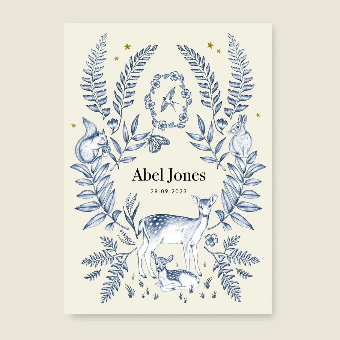 Geboortekaartje Oh Deer Blue - Story of July