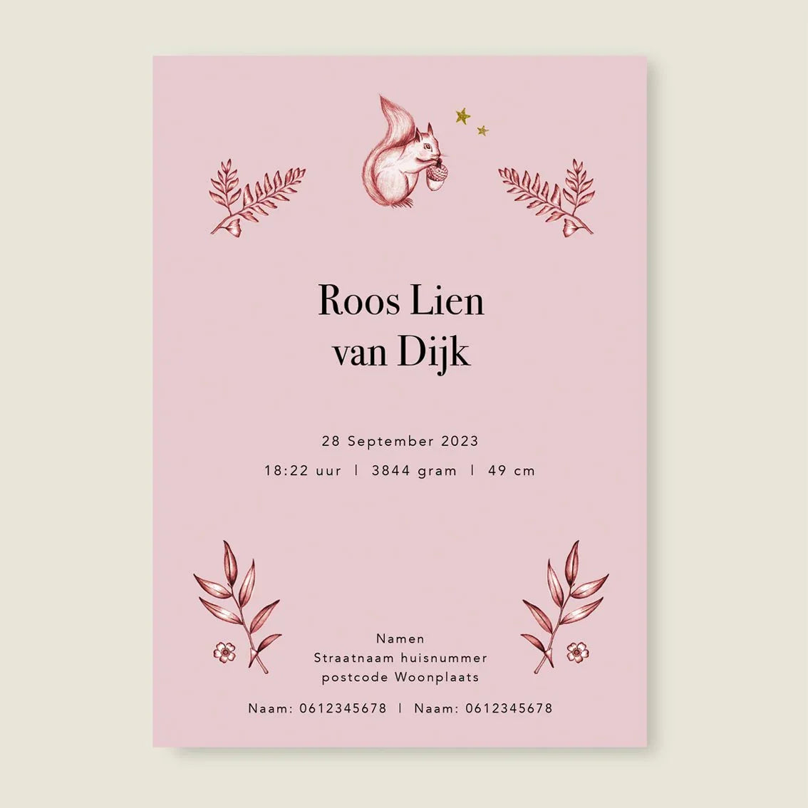 Geboortekaartje Oh Deer Pink - Story of July