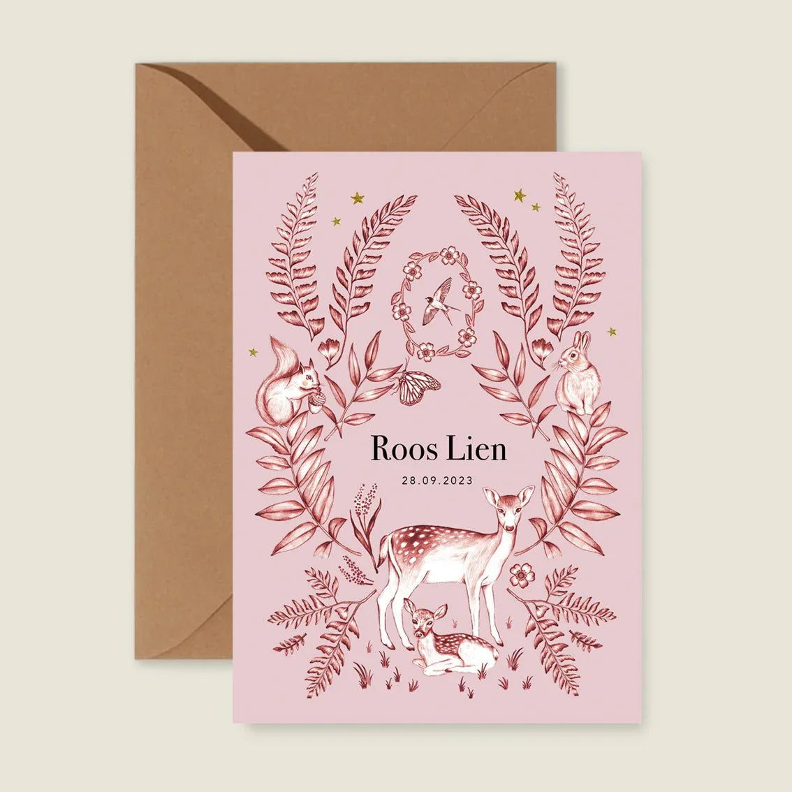 Geboortekaartje Oh Deer Pink - Story of July