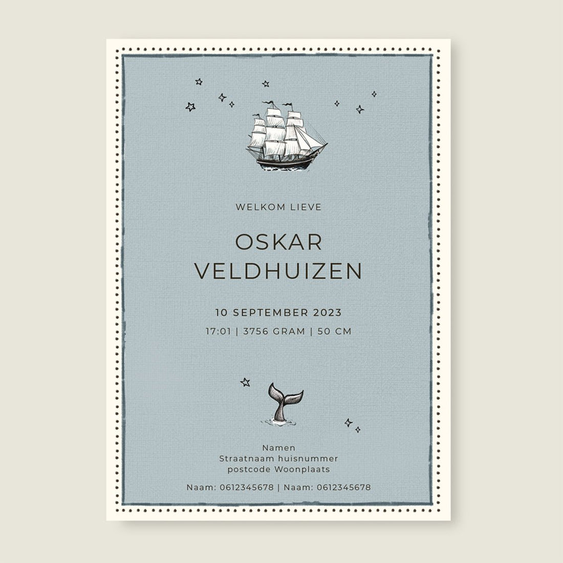 Geboortekaartje Sailorboy - Story of July