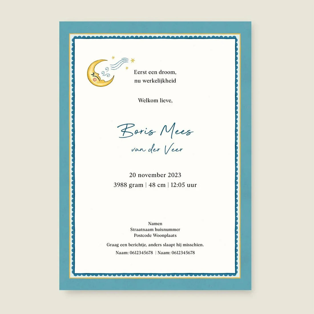 Geboortekaartje Stork And Baby Blue - Story of July