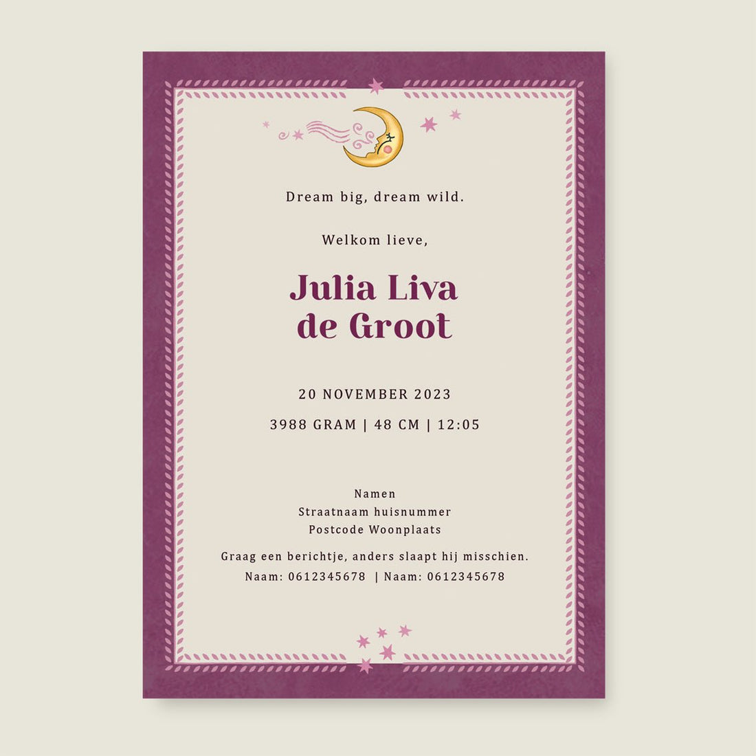 Geboortekaartje Sunflowers Purple - Story of July