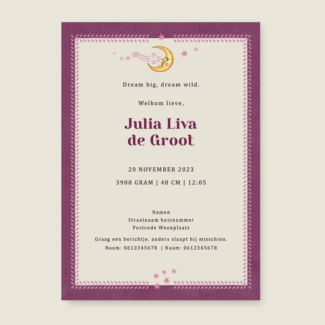 Geboortekaartje Sunflowers Purple - Story of July