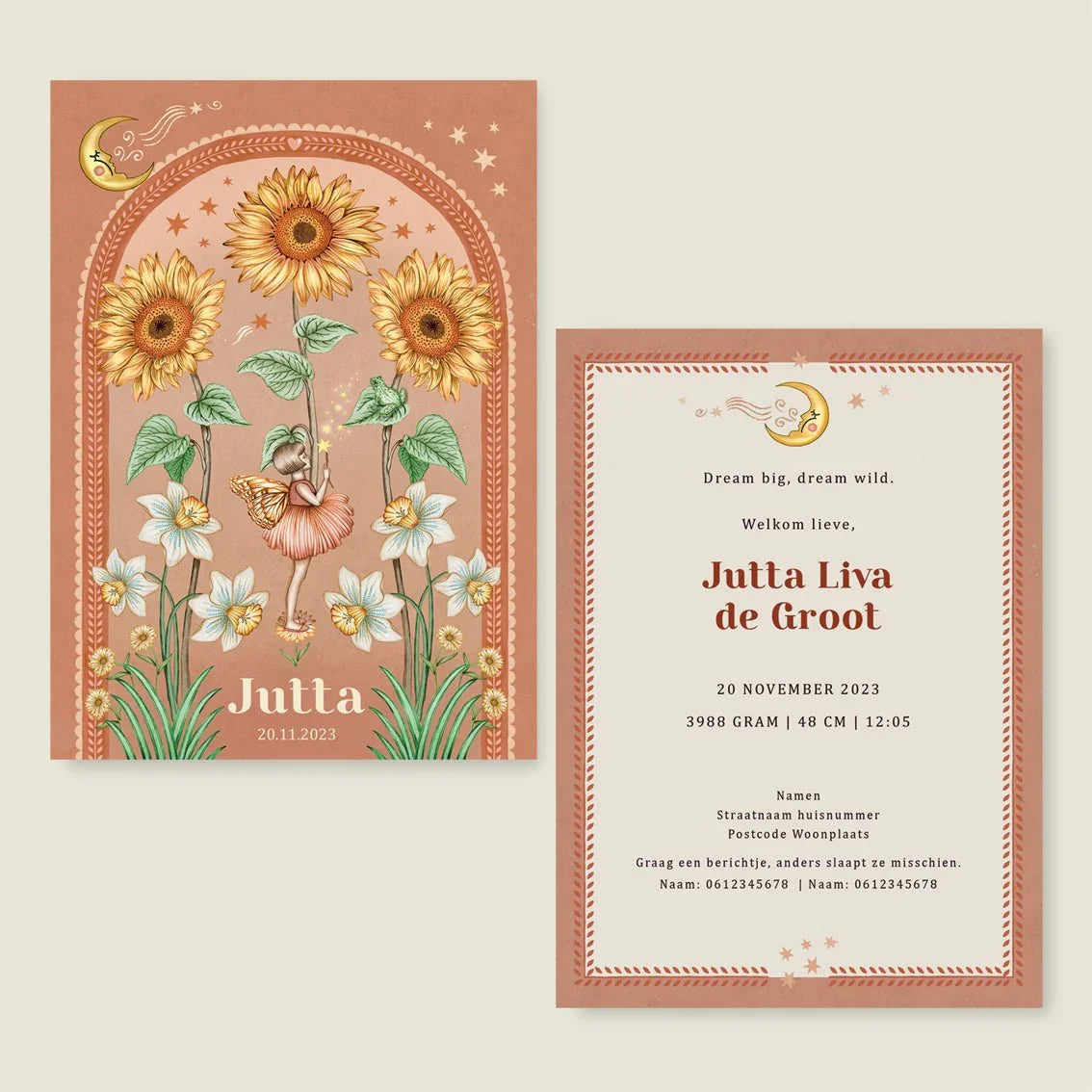 Geboortekaartje Sunflowers Terra - Story of July