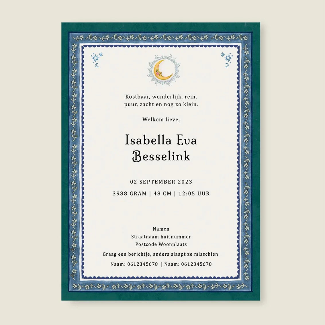 Geboortekaartje Swan Pearl Green - Story of July