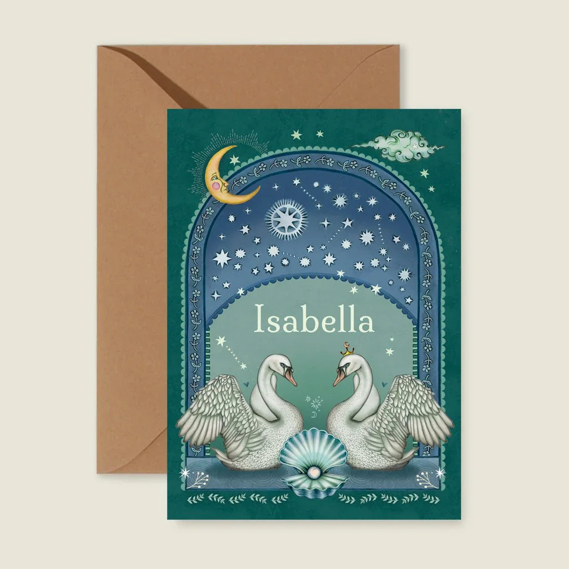 Geboortekaartje Swan Pearl Green - Story of July