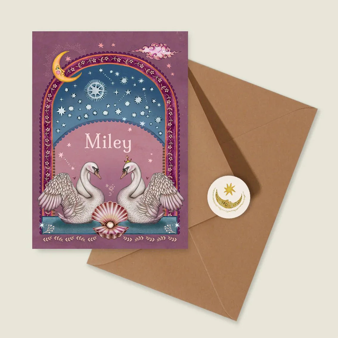 Geboortekaartje Swan Pearl Pink - Story of July