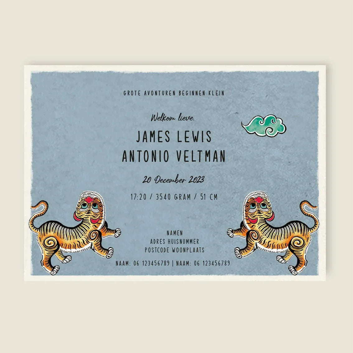 Geboortekaartje The Blue Tiger - Story of July