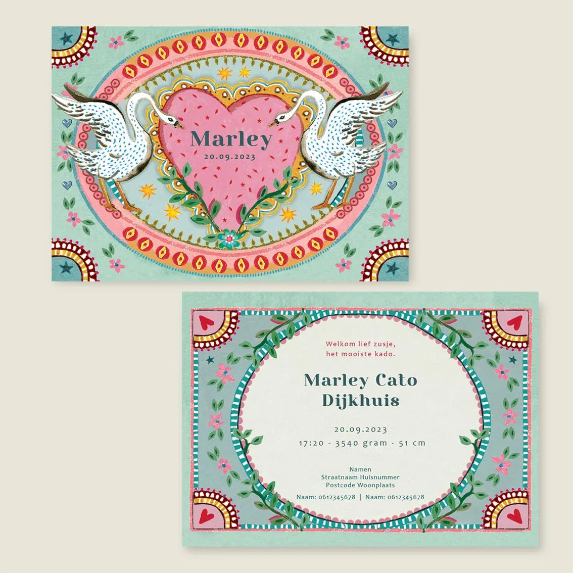 Geboortekaartje The Swan Hearts - Story of July