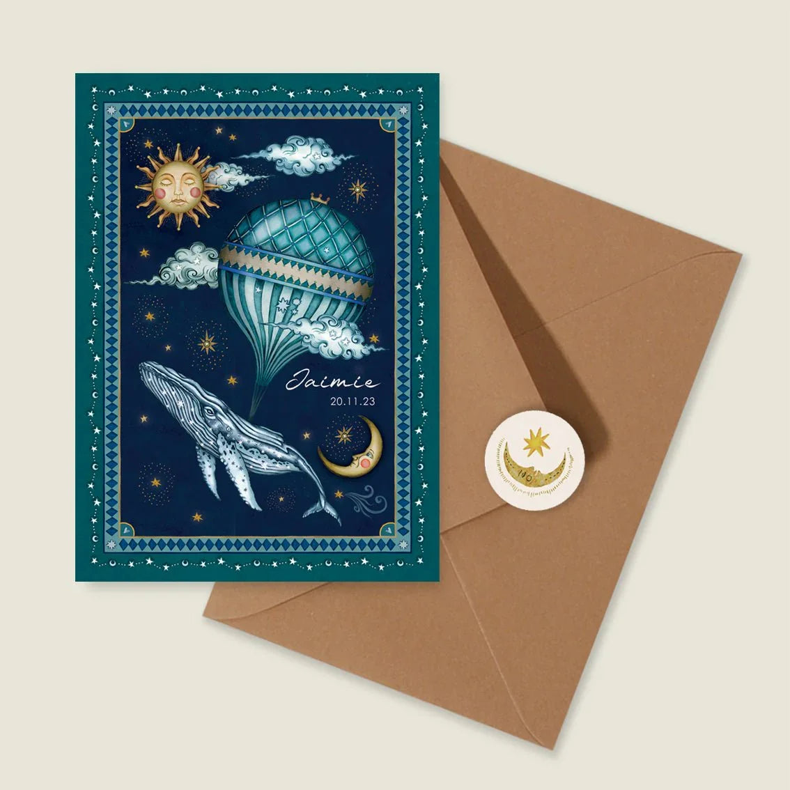 Geboortekaartje Whale Balloon Blue - Story of July