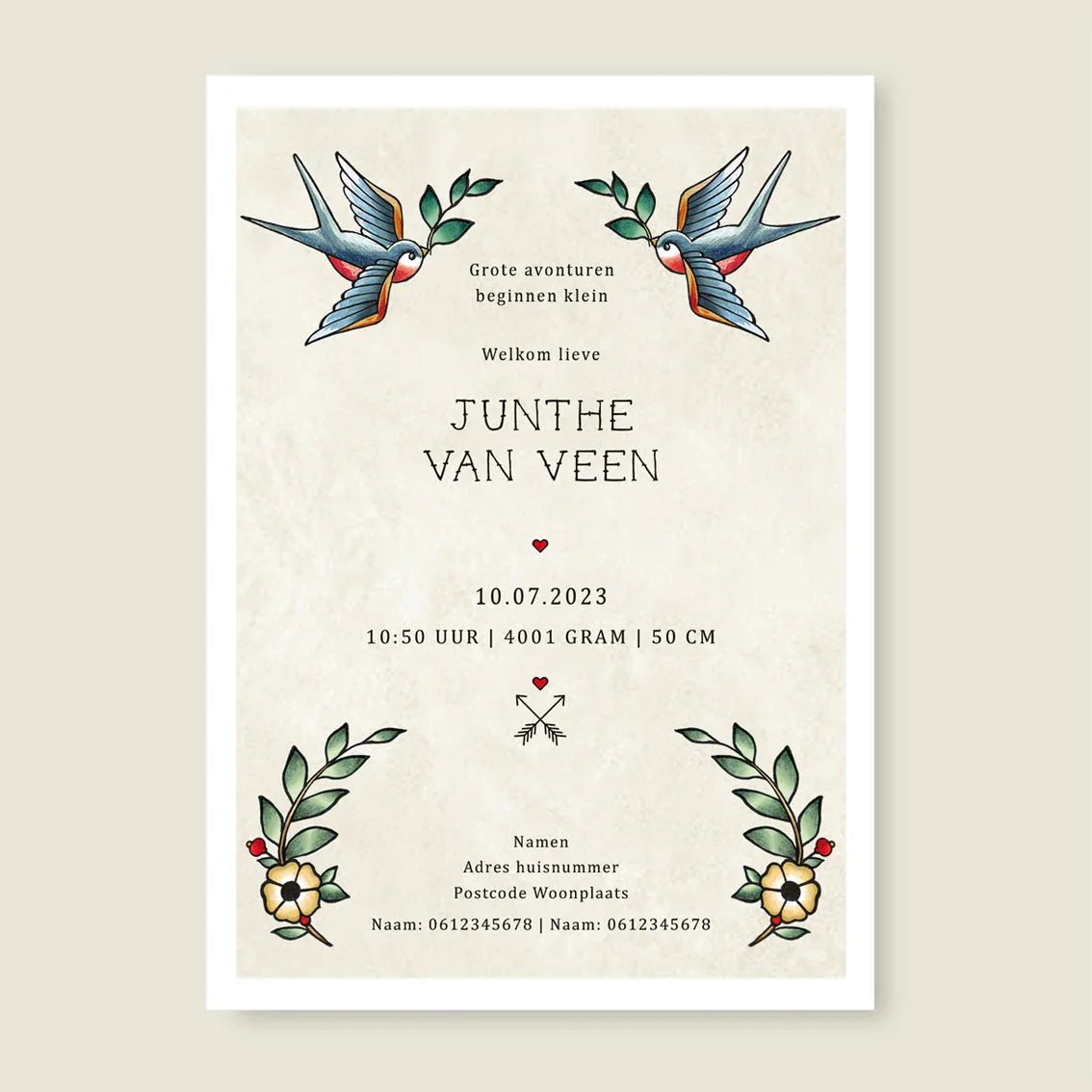 Geboortekaartje Wild Rose - Story of July