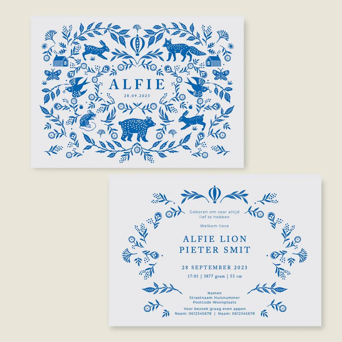 Geboortekaartje Wilderness Blue - Story of July