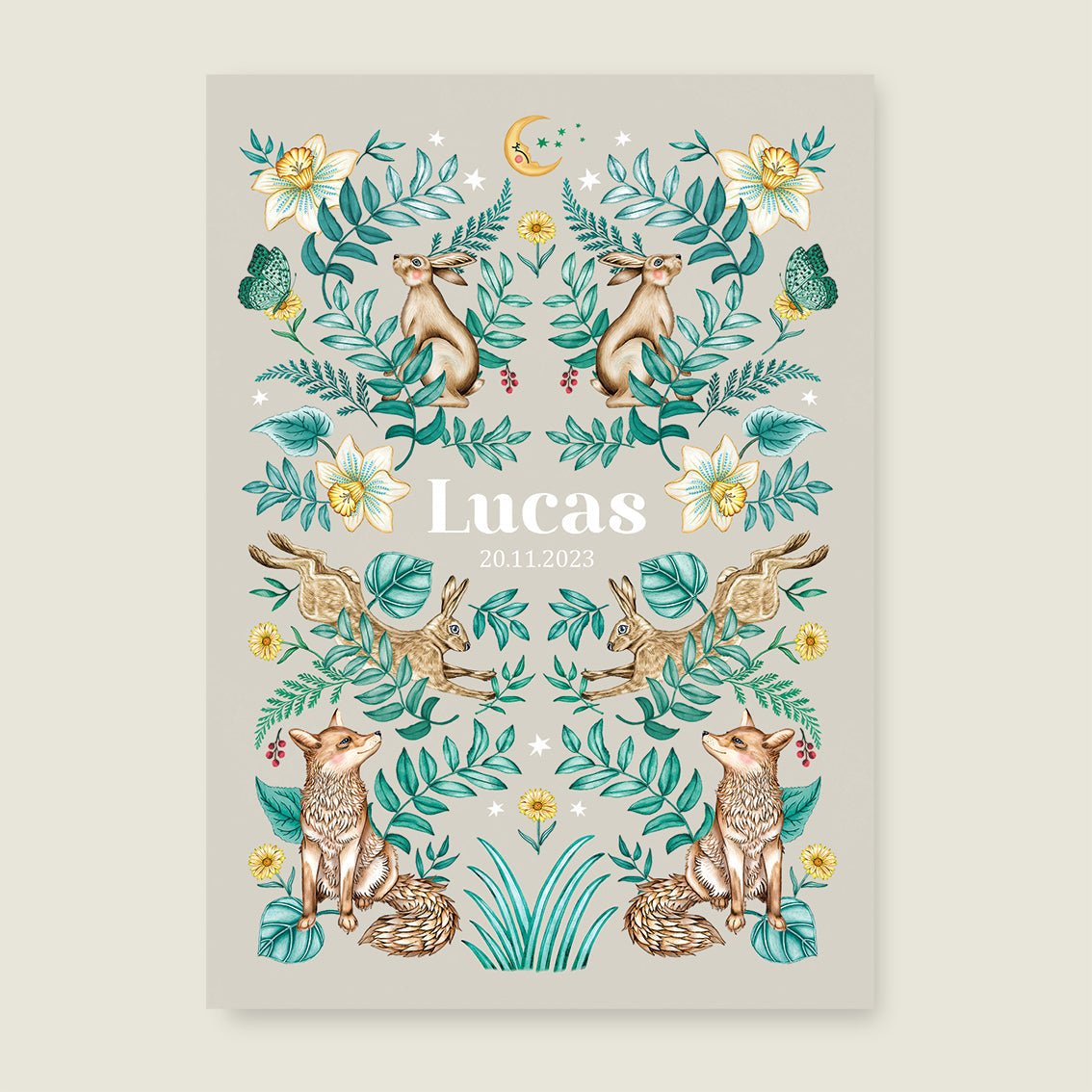 Print Bos Dieren Khaki - Story of July