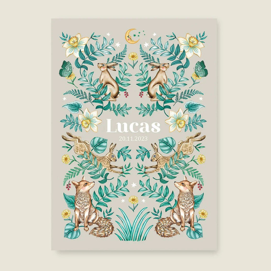 Print Bos Dieren Khaki - Story of July