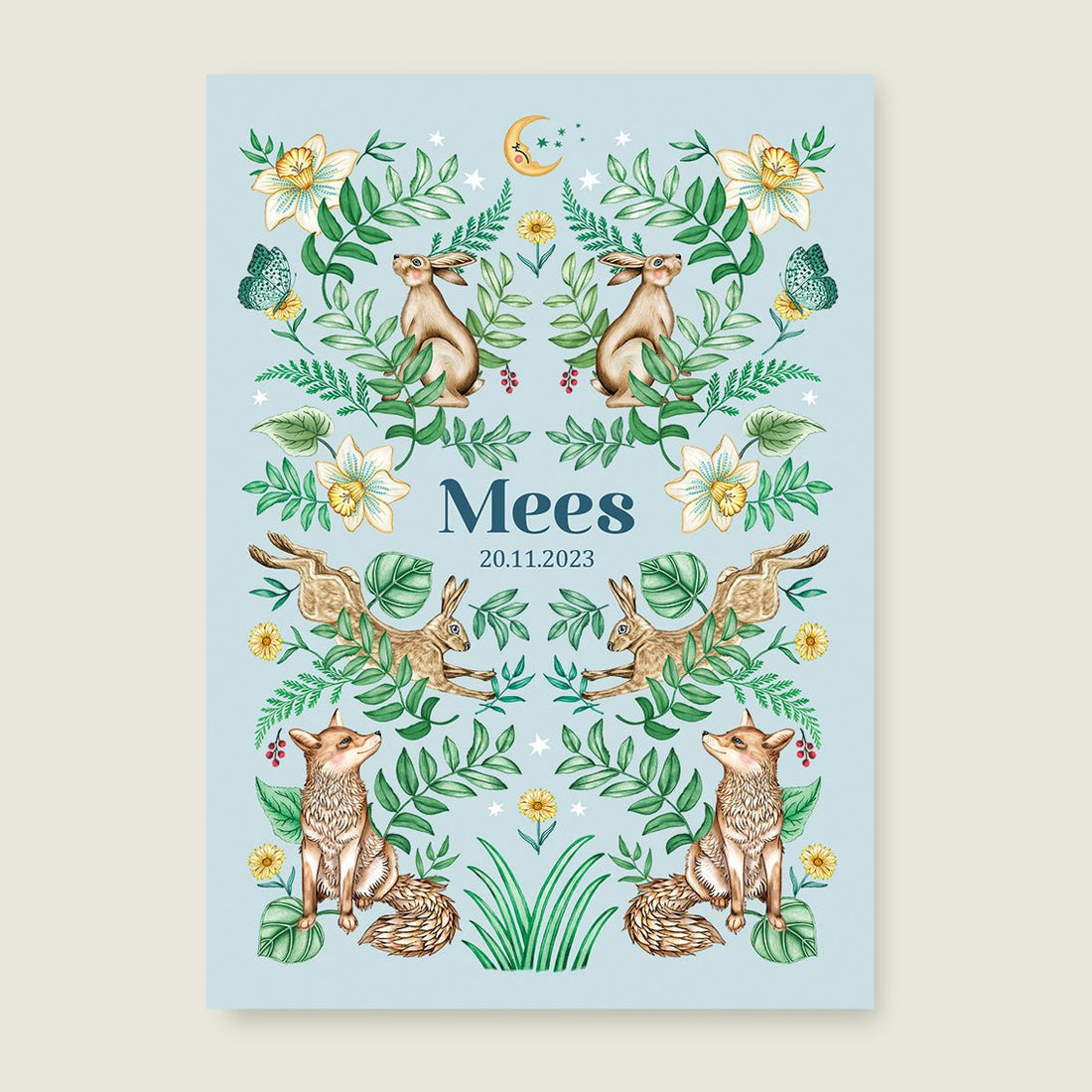 Print Bos Dieren Light Blue - Story of July