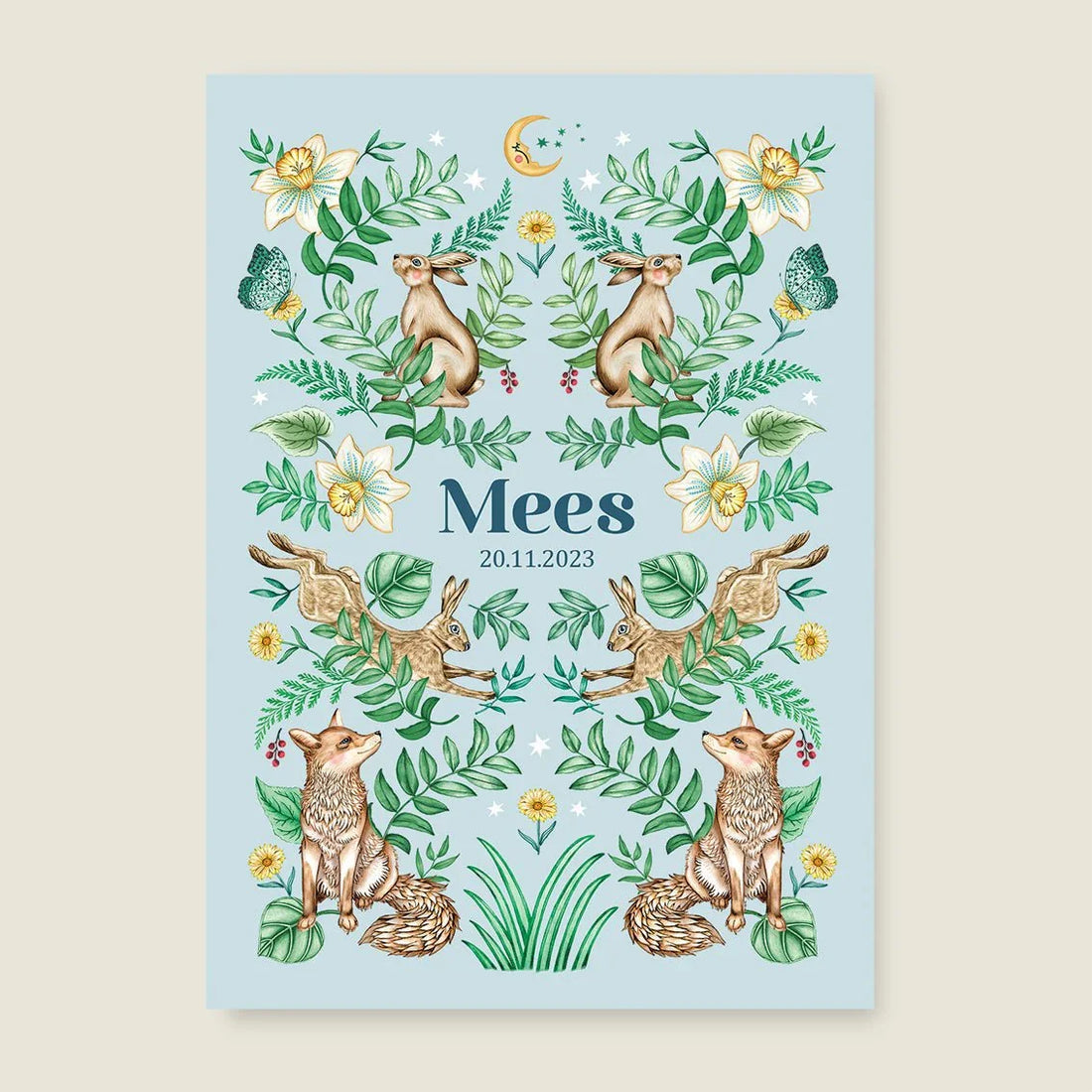 Print Bos Dieren Light Blue - Story of July
