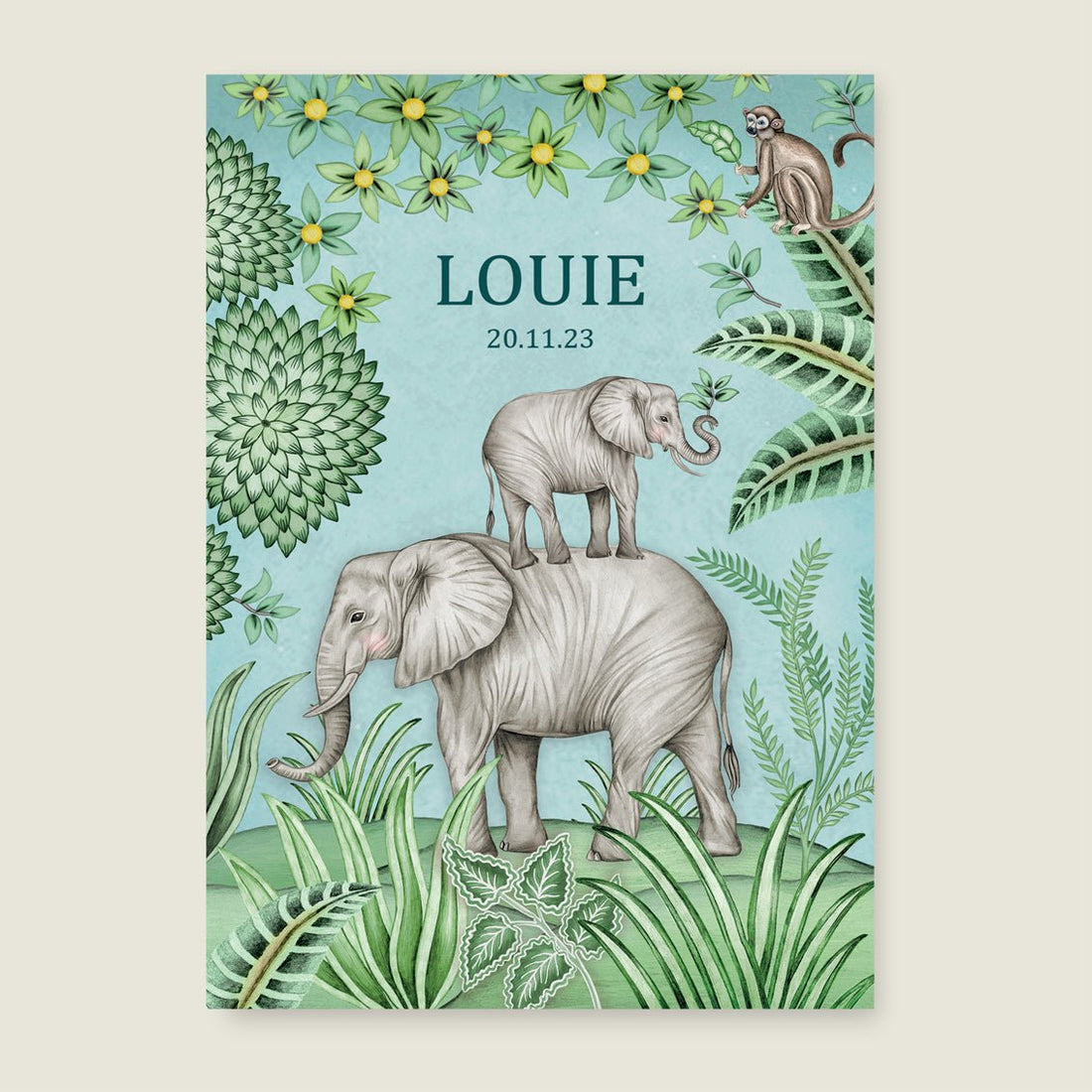 Print Cute Elephant Light Blue - Story of July