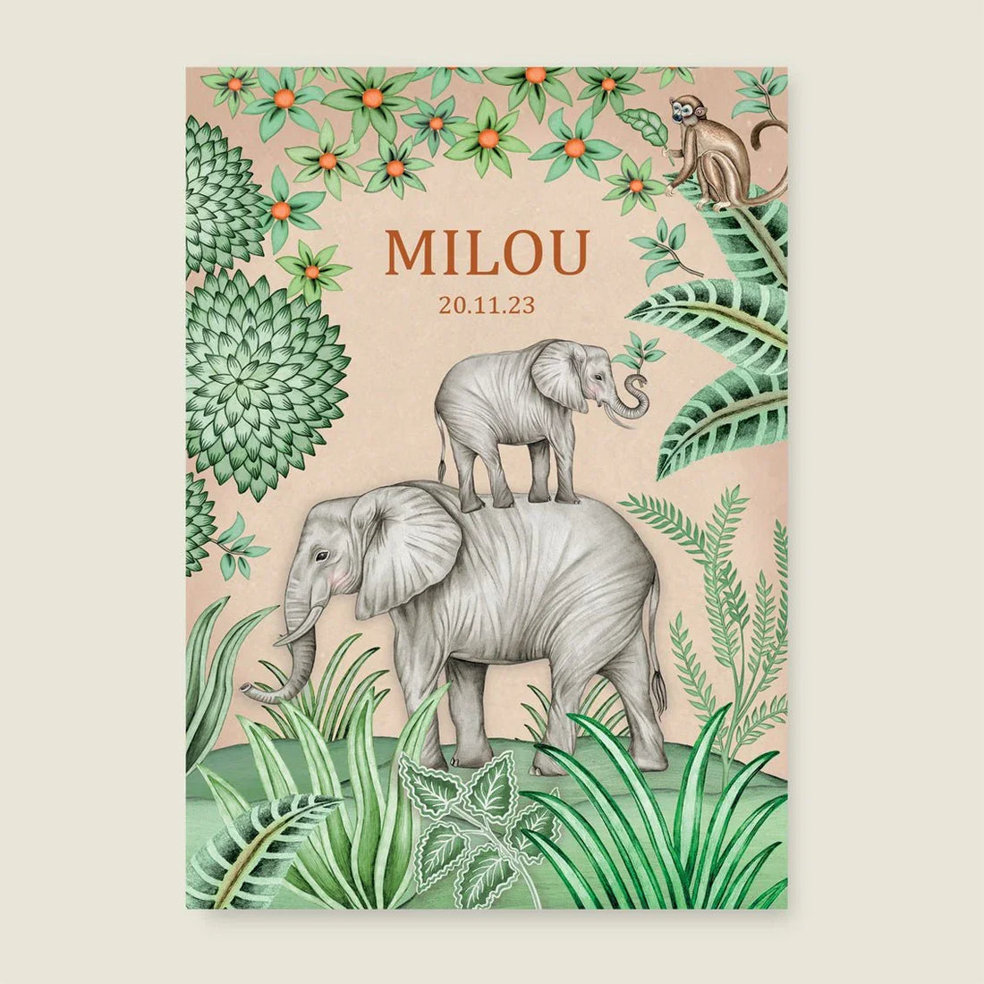 Print Cute Elephant Peach - Story of July
