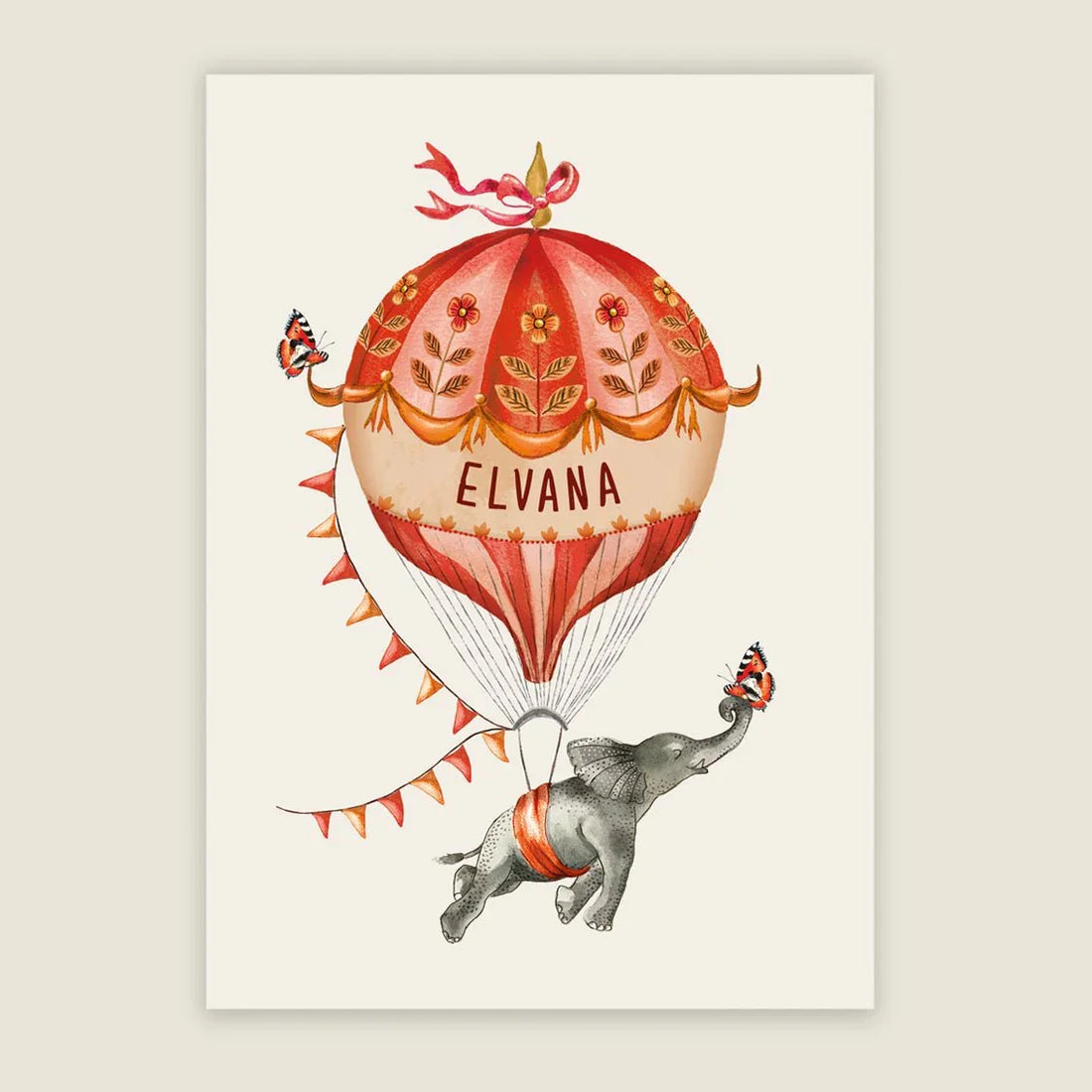 Print Elephant Balloon Orange - Story of July