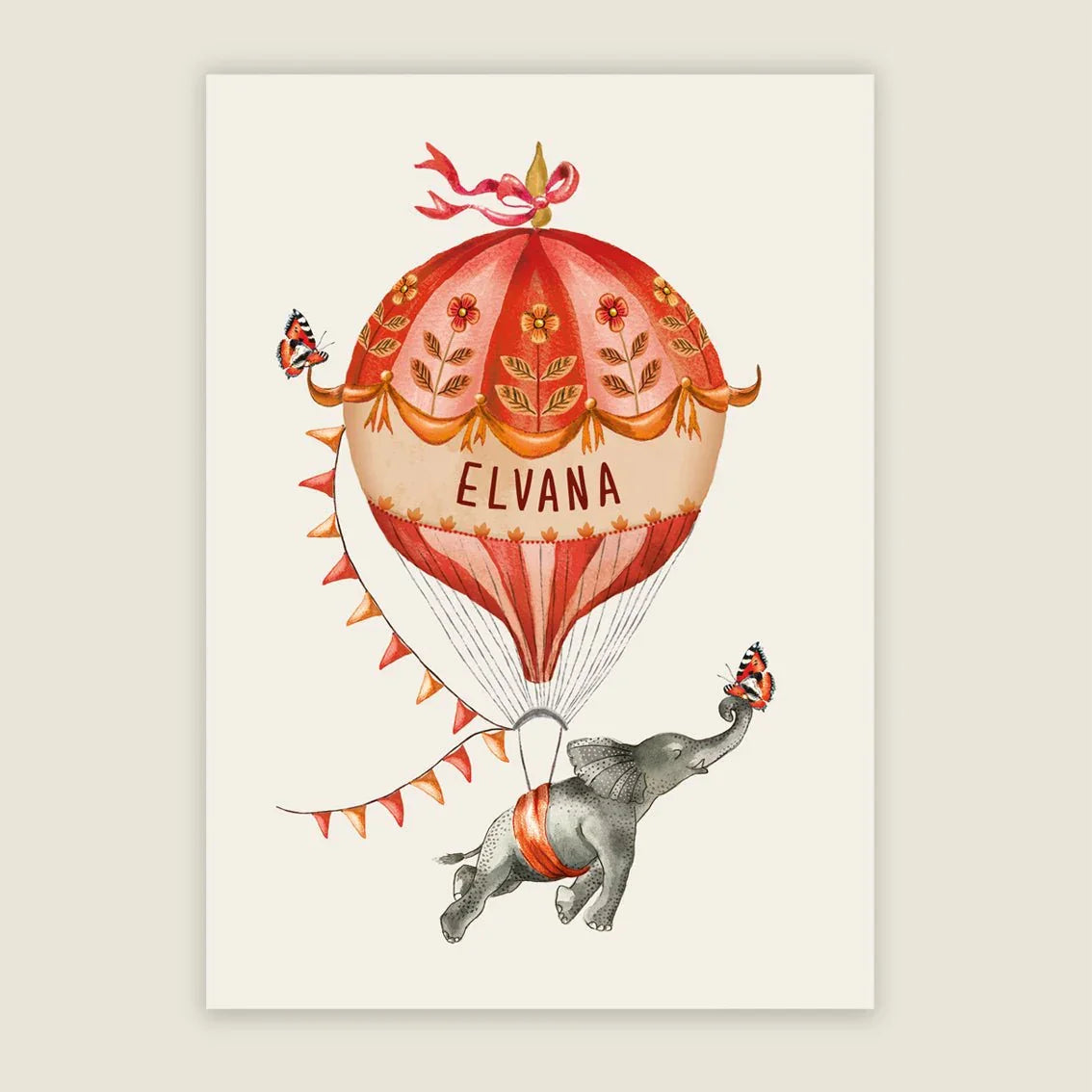 Print Elephant Balloon Orange - Story of July