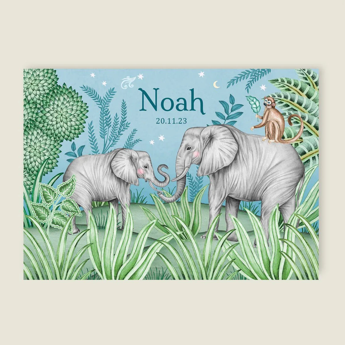 Print Elephant Jungle Blue - Story of July