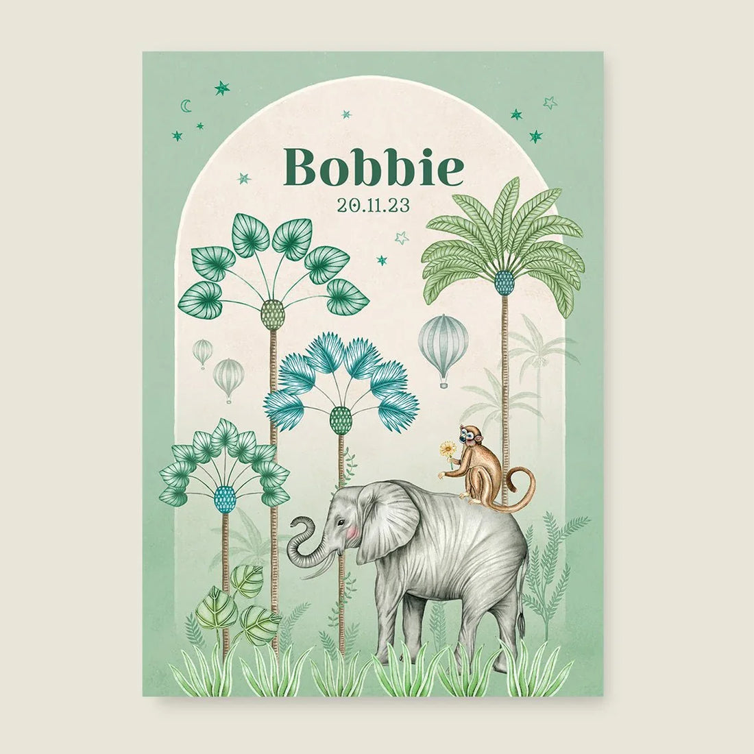 Print Elephant Palms Green - Story of July
