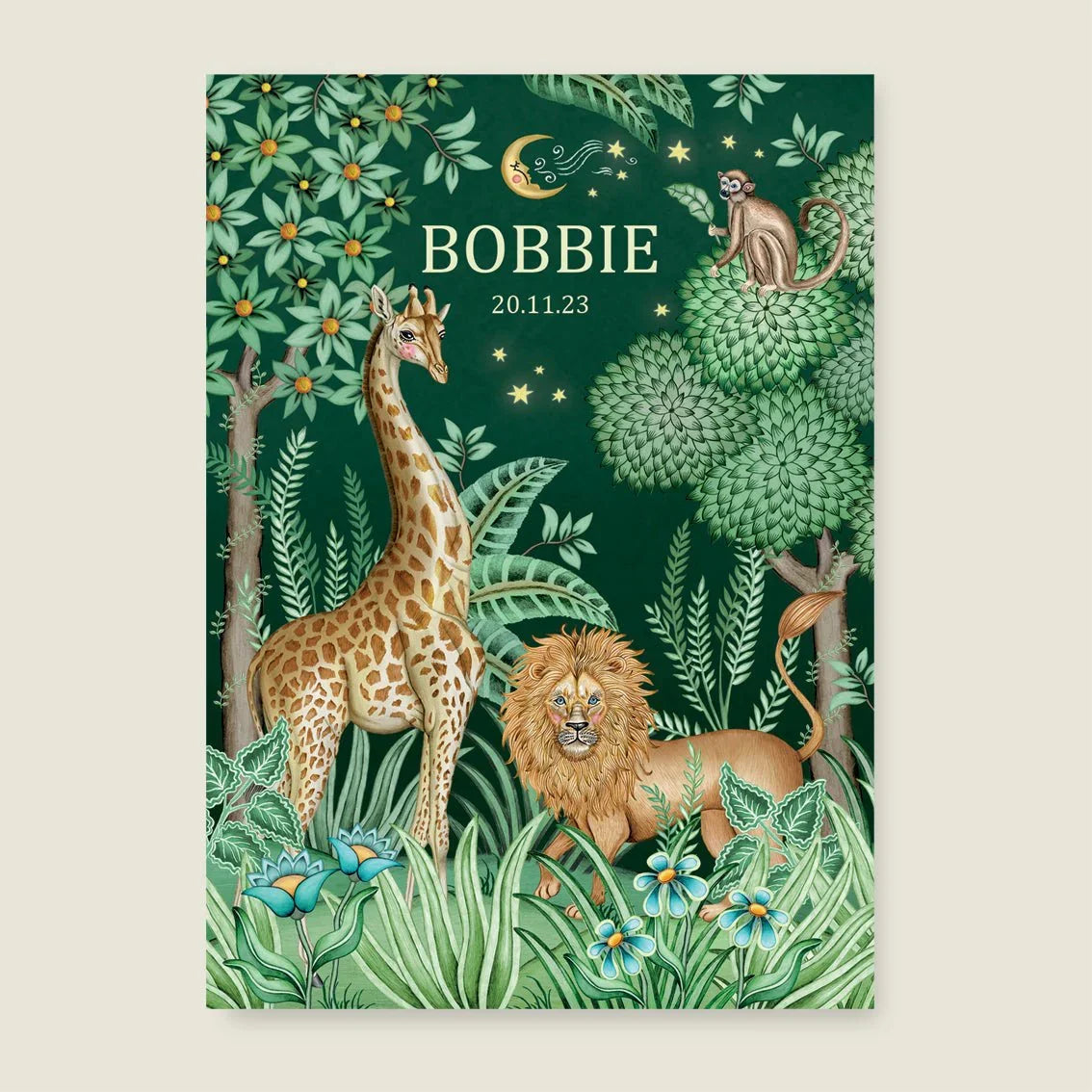 Print Lion And The Giraffe Green - Story of July